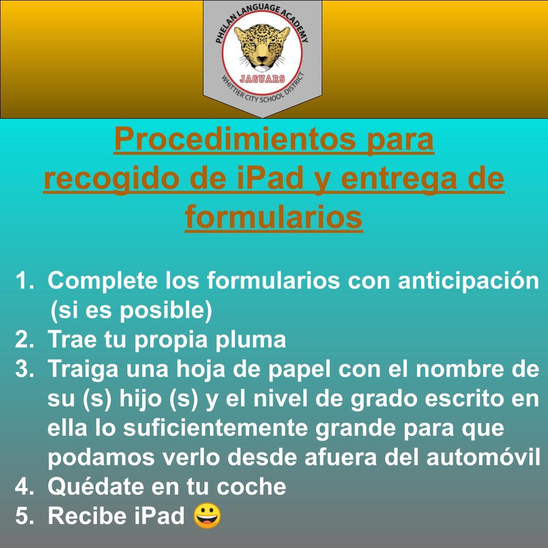 procedimientos para recoger iPad 